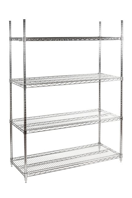 ESD chrome wire shelving unit, 460x1220mm, 4 shelves