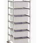 Metro ESD tote box carrier, 1-2-3 bay, chrome-plated