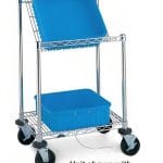 Metro benchside tote cart, 45 degree slanted top shelf
