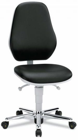 ESD vinyl cleanroom chair with conductive castors, black