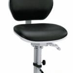 ESD vinyl cleanroom chair with conductive glides and footrest, black
