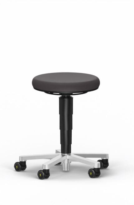 ESD versatile stool with castors, black Duotec fabric