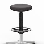 ESD Versatile Stool Black Duotec Fabric, Glides and Foot Ring, height adjustment 560-830 mm