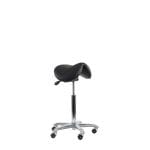 Amazone ESD saddle chair, black synthetic leather, aluminium base