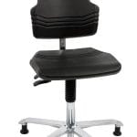 ESD polyurethane chair, black, aluminium base, castors