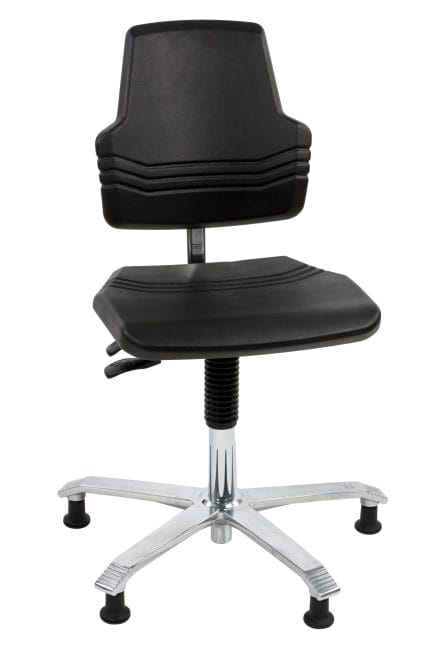 ESD polyurethane chair, black, aluminium base, castors