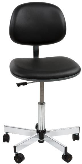 Uchida ESD vinyl cleanroom chair, black with chrome parts