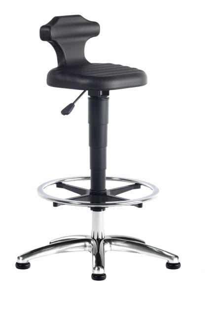 ESD sit-stand stool, polyurethane seat, aluminium base