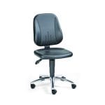 ESD Comfort Chair Black Synthetic Leather, Castors, height adjustment 440–590 mm