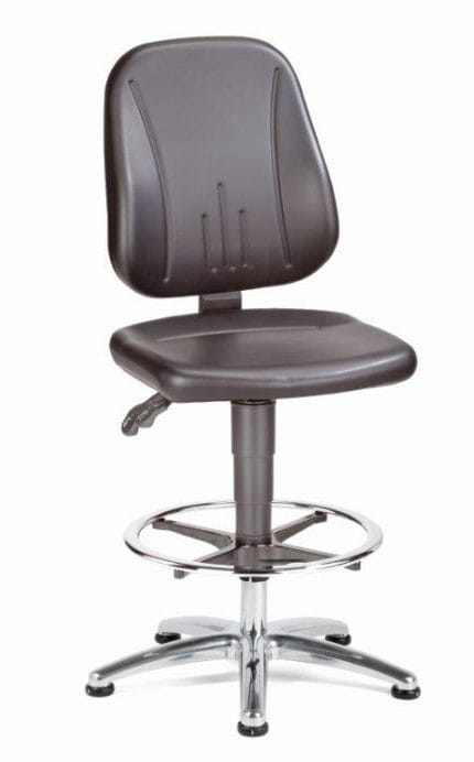 ESD comfort chair black synthetic leather glides foot ring 43-201-0160 height adjustment 580-850 mm