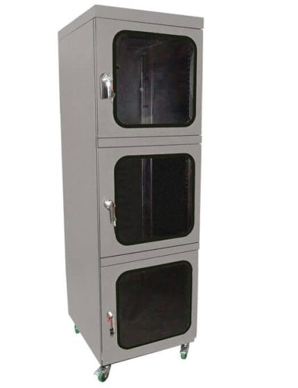 ESD dry cabinet, 726 litres, grey dissipative coating, 3 doors