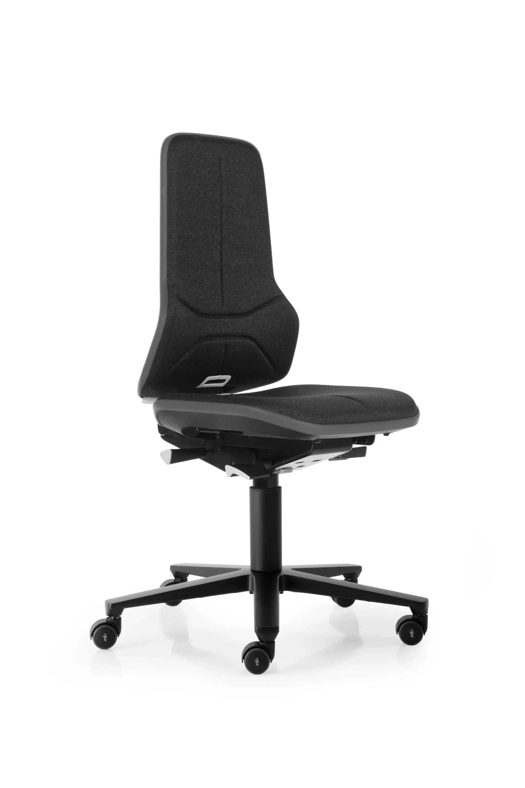 ESD_NEON_2_9573E_DUOTEC-FABRIC-ESD_BLACK_CASTORS_FLEXSTRIPE-GREY_ALUMINIUM-BLACK_S1 ESD Neon Chair Configurable Seat Height, Upholstery & Mechanism - Image 1