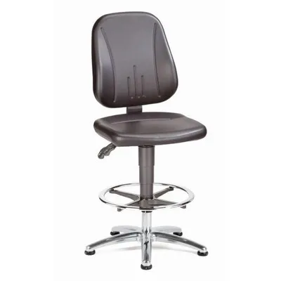 43-201-0160.webp ESD Comfort Chair Black Synthetic Leather, Glides and Foot Ring, height adjustment 580–850 mm - Image 1