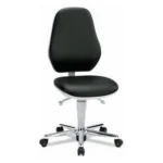 ESD Vinyl Cleanroom Chair Black, Castors, backrest height 530 mm, height adjustment 470-610 mm
