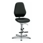 ESD Vinyl Cleanroom Chair Black, Glides, Footrest, backrest height 430 mm, height adjustment 620-870 mm