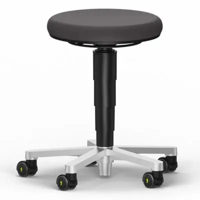 43-204-000-1.webp ESD Cleanroom Stool Black, Castors and Foot Release, height adjustment 480-650 mm - Image 1