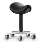 ESD Cleanroom Saddle Stool Black Artificial Leather, Castors, height adjustment 540-800 mm