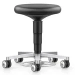 ESD Cleanroom Stool Black, Castors, height adjustment 450-650 mm