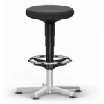 ESD Cleanroom Stool Black, Glides and Foot Ring, height adjustment 560-830 mm