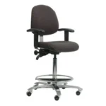 ESD Ergonomic Chair Grey Fabric, Castors with Armrest, height adjustment 540-740 mm