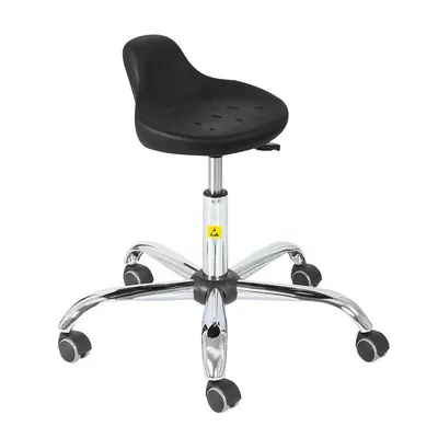 RS-K6ESD-A.webp ESD Polyurethane Hoker Chair Standard Black height adjustment 430–555 mm - Image 1